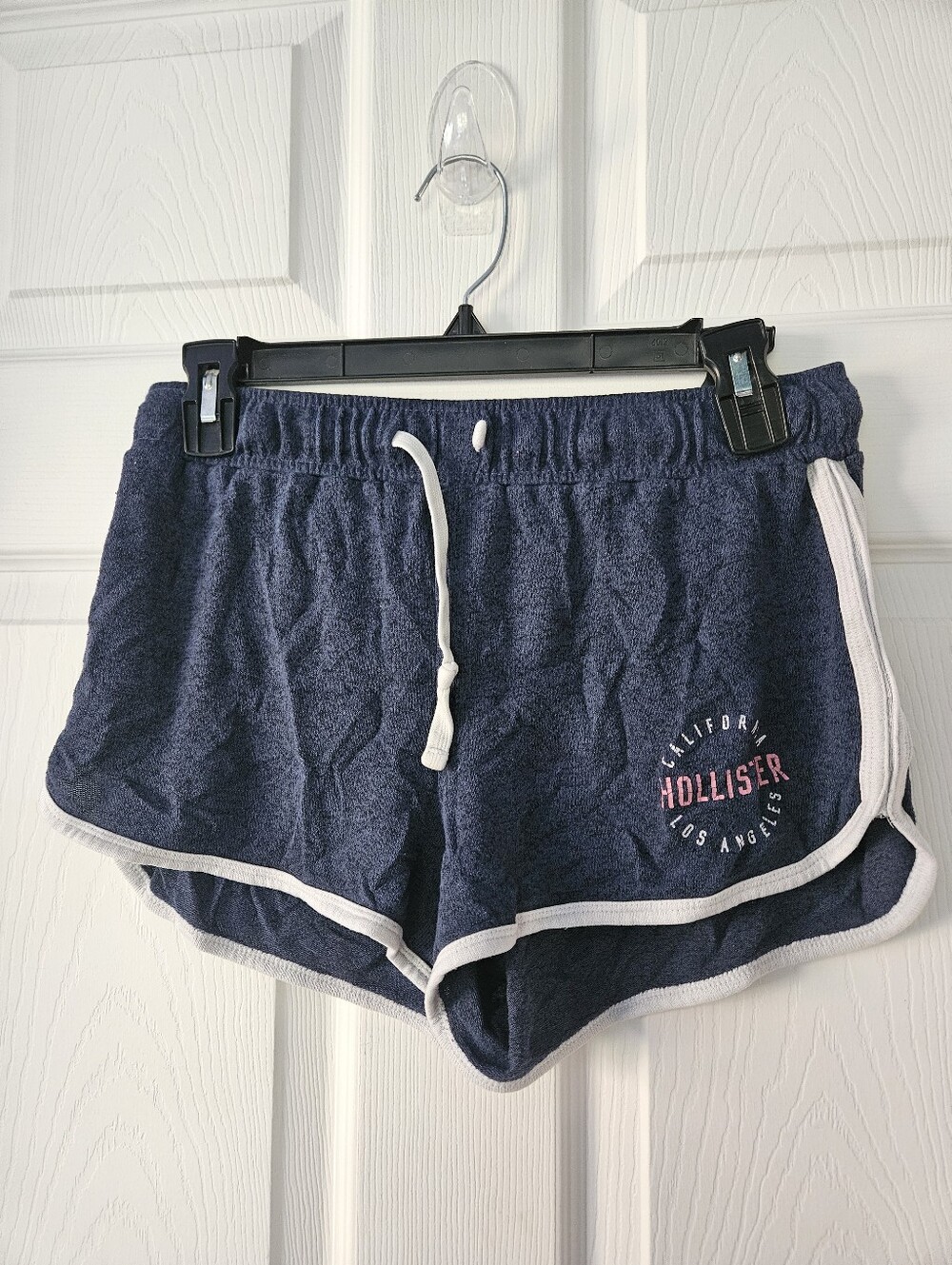 Hollister Navy Terry Athletic Shorts with White Trim